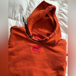Hugo Boss Box Logo Orange Hoodie - Size Large